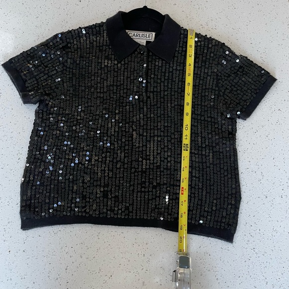 Carlisle Sequin Cashmere /Silk Polo Shirt - Picture 8 of 16